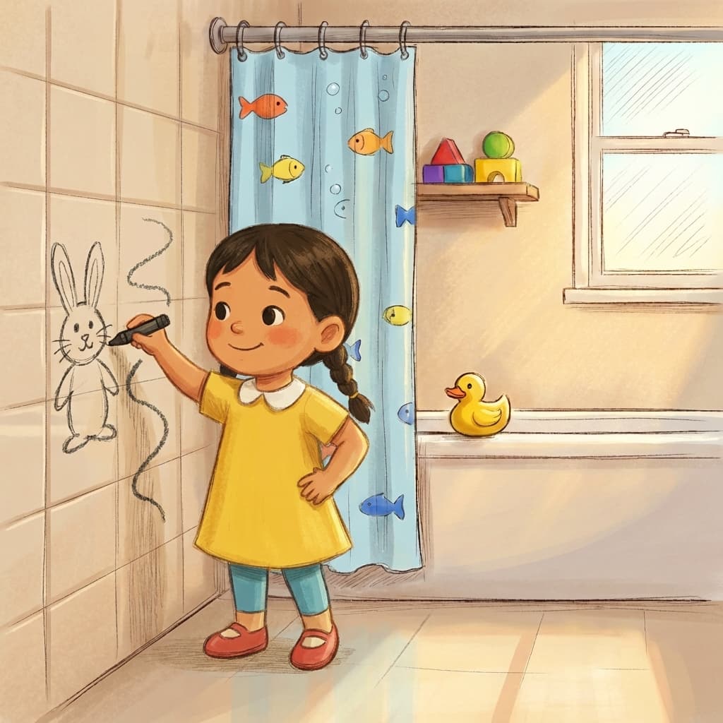 Drawing with Bath Crayon